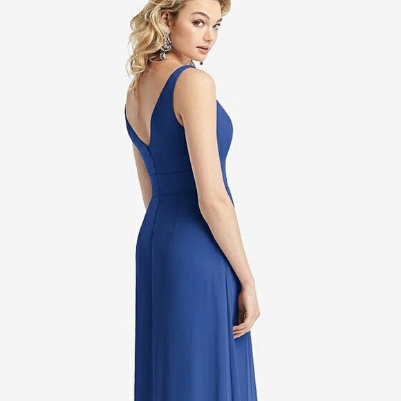 After Six 1519...Sleeveless Pleated Skirt Maxi Dress with Pockets....Blue...Sz 4 - Picture 3 of 6